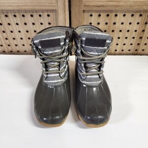 Sperry Top-Sider Women's 5 Waterproof Duck Boots Gray Stripe Top Gray Bottom